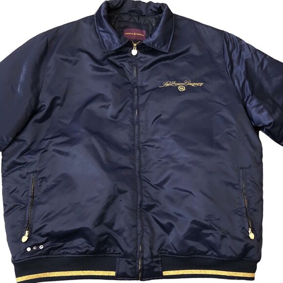Y2K ROCAWEAR Vintage Bomber Varsity Jacket Quilted Lining Blue Gold Nylon - Picture 3 of 15